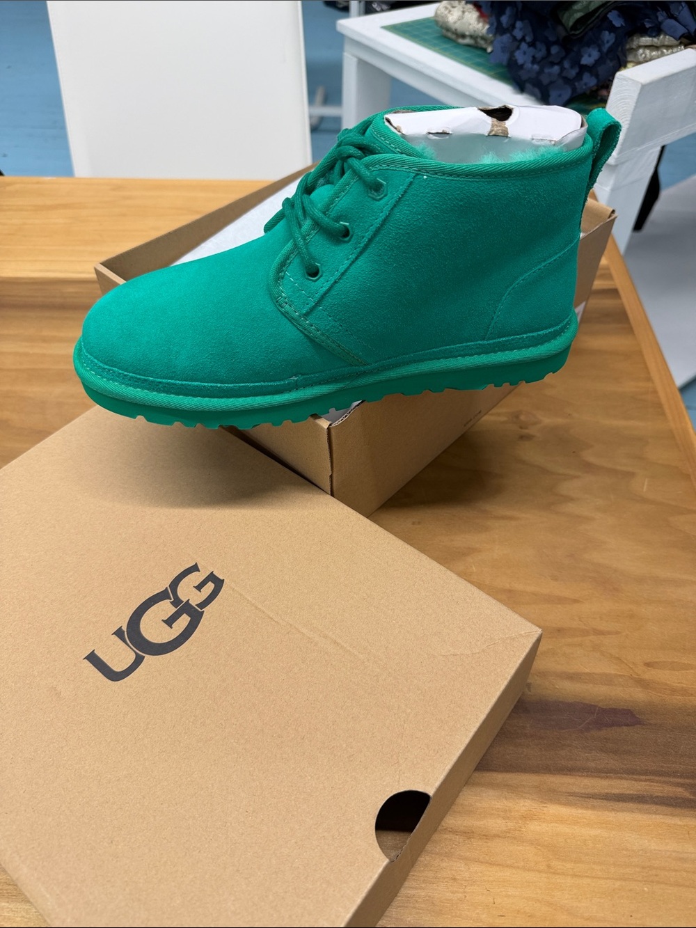 Ugg Green Suede Neumel Boots. New